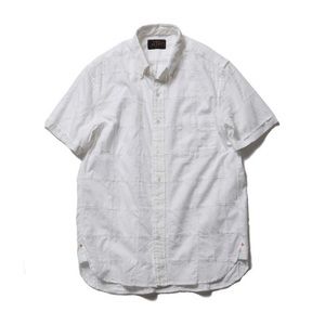 BEAMS by Designer Japan Short Sleeve Windowpane Linen Cotton Shirt